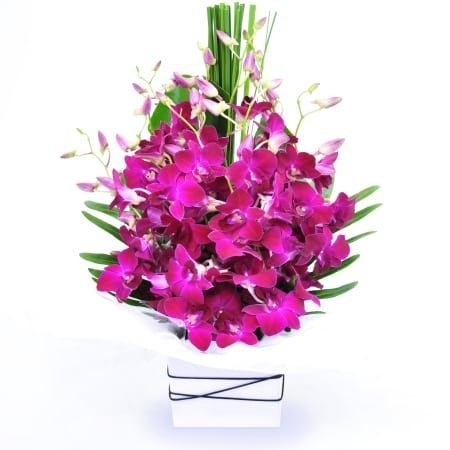 Purple orchids arrangement