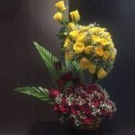 Red-yellow-roses-two-tier-arrangement