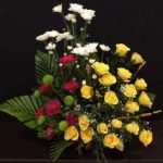 Yellow Roses Carnations Chrysanthemum Arrangement