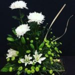 Green White Chrysanthemum Lilies Arrangement